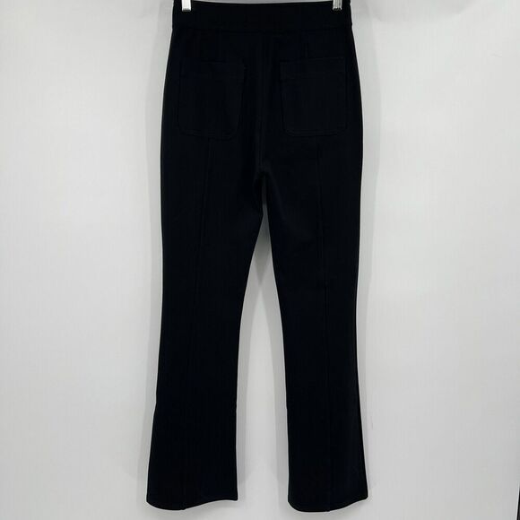 Maeve Anthropologie Slit Split Front Flared Leg Ponte Pants Black Women’s Size 4 - Picture 6 of 11